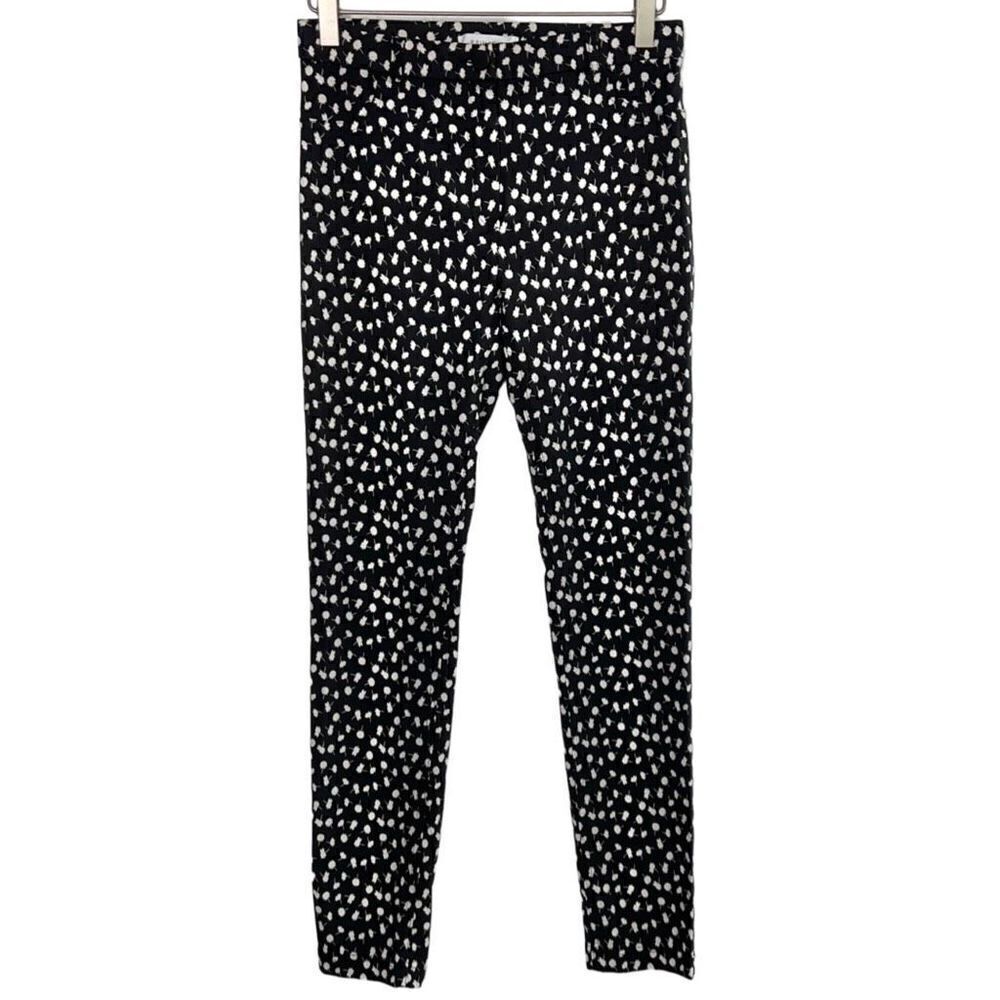 Primark Black Off White Floral Print Skinny Dress Pants 6